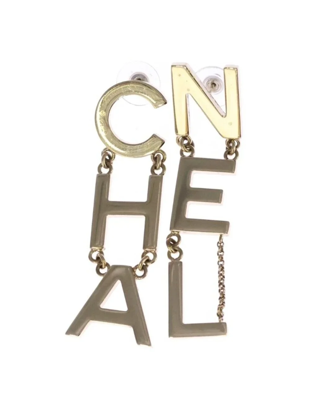 Chanel Motif Chain Earrings Gold